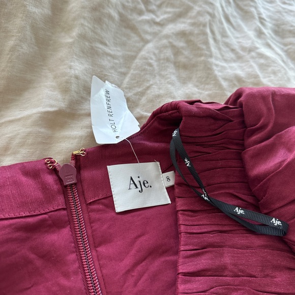 Aje Impasto Ruched Dress Size 8 (AUS) NWT Maroon - Picture 7 of 8